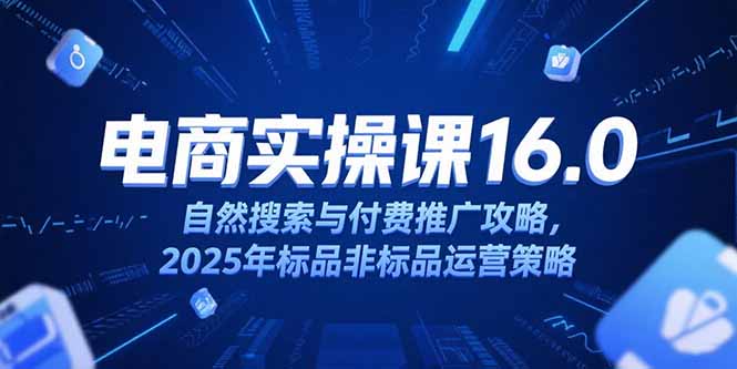 （15262期）淘宝电商运营课16.0，自然搜索与付费推广攻略，2025年标品非标品运营策略-中创网_专注互联网创业,项目资源整合-心诚资源网
