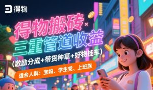 得物搬砖三重管道收益(激励分成+带货种草+好物挂车)，低门槛，高回报-中创网_专注互联网创业,项目资源整合-心诚资源网