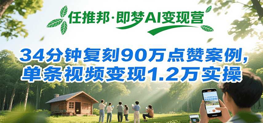 任推邦·即梦AI变现营，34分钟复刻90万点赞案例，单条视频变现1.2万实操-中创网_专注互联网创业,项目资源整合-心诚资源网