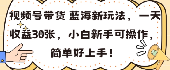 视频号带货蓝海新玩法，一天收益3张，小白新手可操作，简单好上手!-中创网_专注互联网创业,项目资源整合-心诚资源网