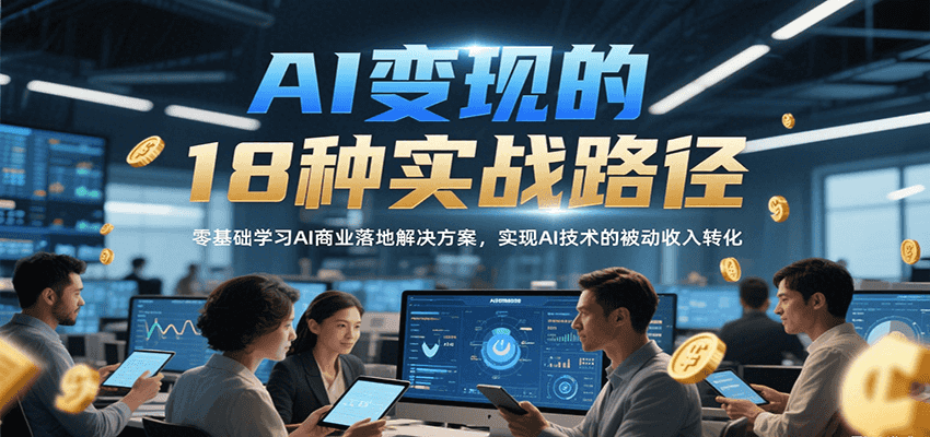 AI变现的18种实战路径，零基础学习AI商业落地解决方案，实现AI技术的被动收入转化-中创网_专注互联网创业,项目资源整合-心诚资源网