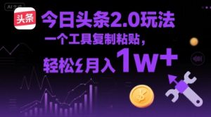 今日头条2.0玩法，一个工具复制粘贴，轻松月入1w+-中创网_专注互联网创业,项目资源整合-心诚资源网