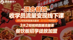 顶合餐饮-收学员流量变现线下课,3天2短视频直播流量课,餐饮板招学徒放加盟-中创网_专注互联网创业,项目资源整合-心诚资源网