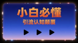 小白必懂，引流认知颠覆，三个视频讲透-中创网_专注互联网创业,项目资源整合-心诚资源网