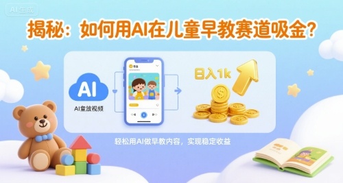 揭秘：如何用AI在儿童早教赛道吸金?一键生成视频，日入1k不是梦-中创网_专注互联网创业,项目资源整合-心诚资源网