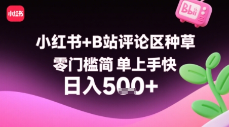 小红书+B站评论区种草，零门槛简单上手快 ，1分钟一单，只需复制粘贴评论就有钱-中创网_专注互联网创业,项目资源整合-心诚资源网