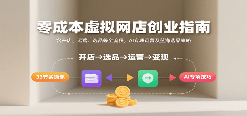 零成本虚拟网店创业指南，含开店、运营、选品等全流程， AI专项运营及蓝海选品策略-中创网_专注互联网创业,项目资源整合-心诚资源网