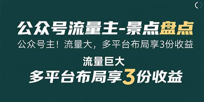 （15553期）公众号流量主-景点盘点 流量巨大 多平台布局享3份收益-中创网_专注互联网创业,项目资源整合-心诚资源网