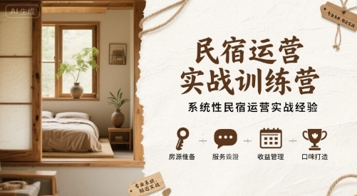 民宿运营实战训练营，系统性民宿运营实战经验-中创网_专注互联网创业,项目资源整合-心诚资源网