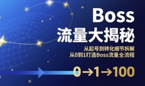 Boss流量大揭秘,从起号到转化细节拆解,从0到1打造Boss流量全流程-中创网_专注互联网创业,项目资源整合-心诚资源网