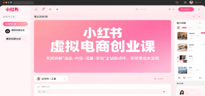 小红书虚拟电商创业课,系统拆解选品-内容-流量-变现,实现零成本变现-中创网_专注互联网创业,项目资源整合-心诚资源网