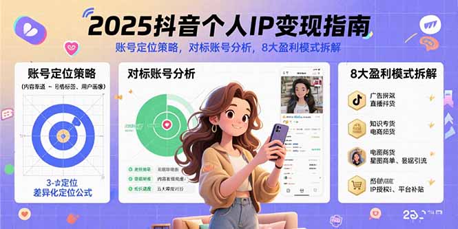 （15711期）2025抖音个人IP变现指南，账号定位策略，对标账号分析，8大盈利模式拆解-中创网_专注互联网创业,项目资源整合-心诚资源网