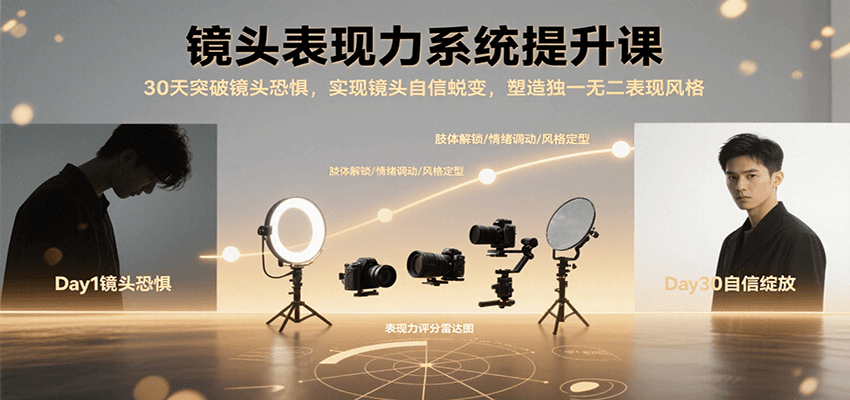 镜头表现力系统提升课，30天突破镜头恐惧实现自信蜕变，塑造独一无二表现风格-中创网_专注互联网创业,项目资源整合-心诚资源网