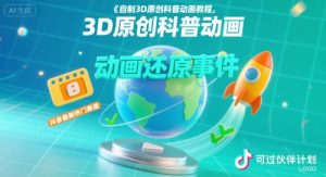 自制3D原创科普动画教程,动画还原事件,抖音最新热门赛道,可过伙伴计划-中创网_专注互联网创业,项目资源整合-心诚资源网