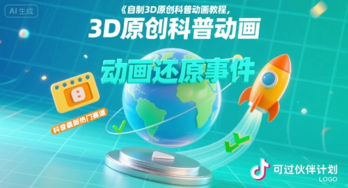 自制3D原创科普动画教程，动画还原事件，抖音最新热门赛道，可过伙伴计划-中创网_专注互联网创业,项目资源整合-心诚资源网