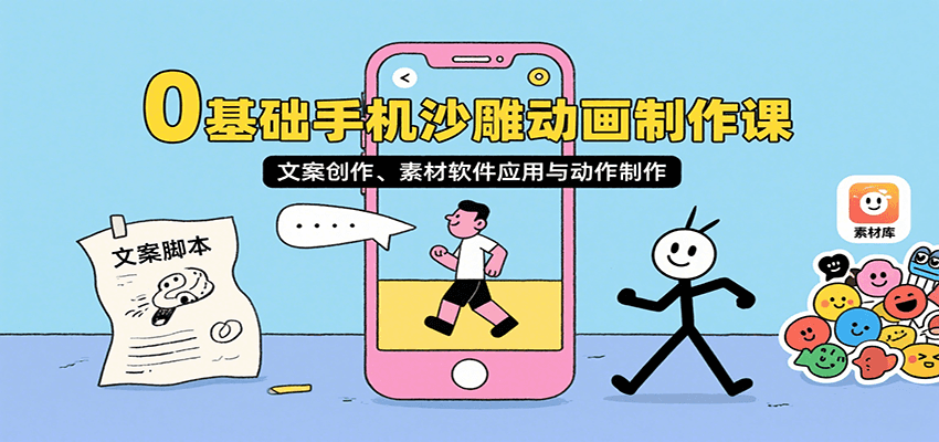 0基础手机沙雕动画制作课，文案创作、素材软件应用与动作制作-中创网_专注互联网创业,项目资源整合-心诚资源网