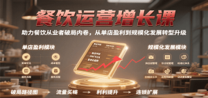 餐饮运营增长课,助力餐饮从业者破局内卷,从单店盈利到规模化发展转型升级-中创网_专注互联网创业,项目资源整合-心诚资源网