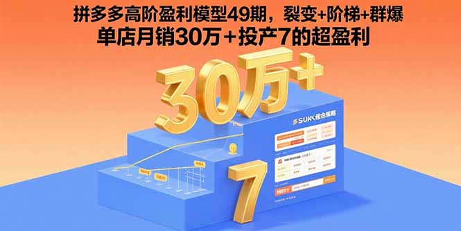 （15832期）拼多多高阶盈利模型49期，裂变+阶梯+群爆  单店月销30万+投产7的超盈利-中创网_专注互联网创业,项目资源整合-心诚资源网