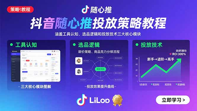 （15828期）抖音随心推投放策略教程：涵盖工具认知、选品逻辑和投放技术三大核心模块-中创网_专注互联网创业,项目资源整合-心诚资源网
