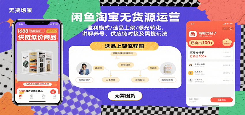 闲鱼淘宝无货源运营：盈利模式/选品上架/曝光转化，讲解养号、供应链对接及黑搜玩法-中创网_专注互联网创业,项目资源整合-心诚资源网