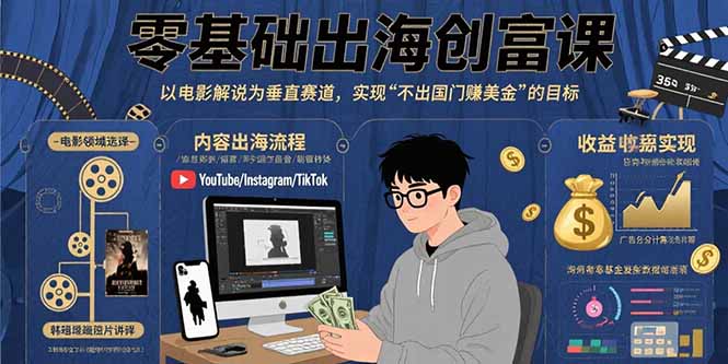 （15709期）零基础出海创富课：以电影解说为垂直赛道，实现不出国门赚美金的目标-中创网_专注互联网创业,项目资源整合-心诚资源网