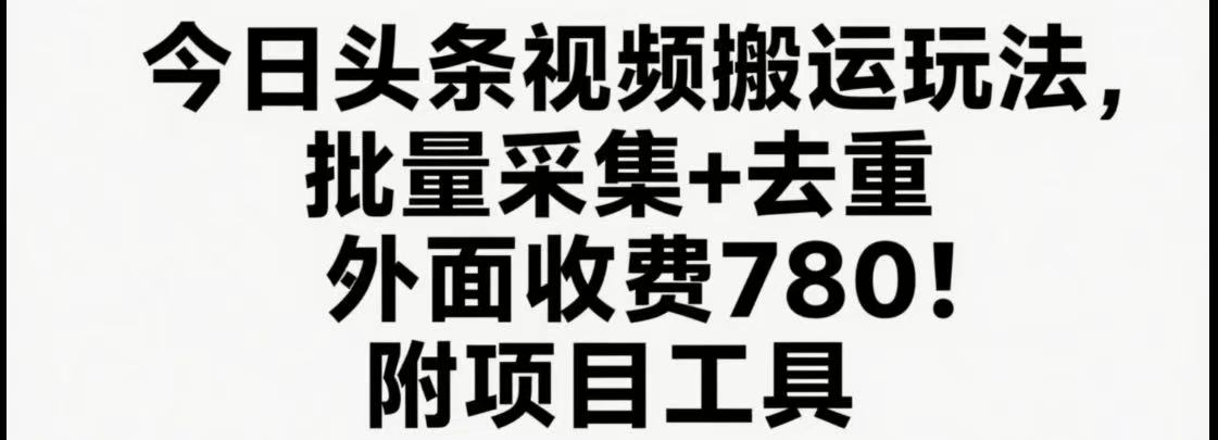 今日头条视频搬运玩法，软件一键去重，轻松日入500+附项目工具-中创网_专注互联网创业,项目资源整合-心诚资源网