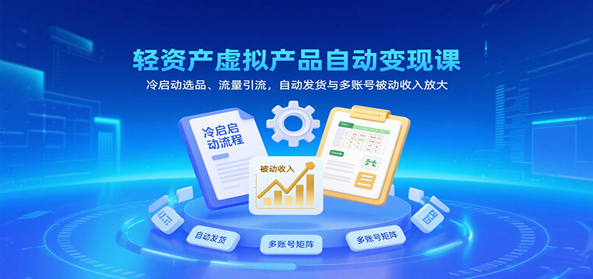 轻资产虚拟产品自动变现课，冷启动选品、流量引流，自动发货与多账号被动收入放大-中创网_专注互联网创业,项目资源整合-心诚资源网