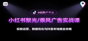 小红书聚光/乘风广告实战课:投放运营、数据优化与抖音本地推全攻略-中创网_专注互联网创业,项目资源整合-心诚资源网