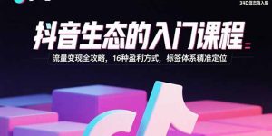 （15856期）抖音生态的入门课程：流量变现全攻略，16种盈利方式，标签体系精准定位-中创网_专注互联网创业,项目资源整合-心诚资源网