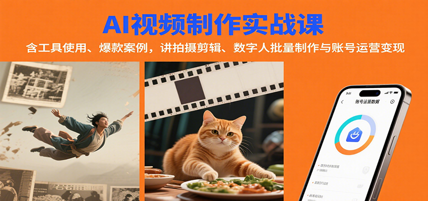 AI视频制作实战：含工具使用、爆款案例，讲拍摄剪辑、数字人批量制作与账号运营变现-中创网_专注互联网创业,项目资源整合-心诚资源网