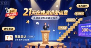 21天在线演讲密训营，王牌演讲招商课程系统-中创网_专注互联网创业,项目资源整合-心诚资源网