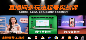 直播间多玩法起号实战课:含绿幕搭建、选品排品,自然流/微付费起号及违规调整技巧-中创网_专注互联网创业,项目资源整合-心诚资源网