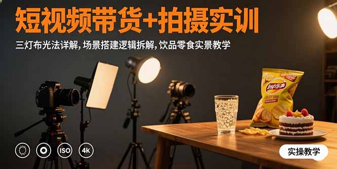 （15540期）短视频带货+拍摄实训：三灯布光法详解,场景搭建逻辑拆解,饮品零食实景教学-中创网_专注互联网创业,项目资源整合-心诚资源网