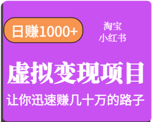 淘宝OR小红书虚拟变现，日赚1000+，多账号操作年收入几十W不等-中创网_专注互联网创业,项目资源整合-心诚资源网