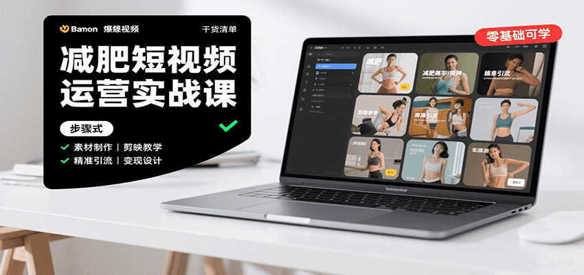 减肥短视频运营实战课：含素材制作、剪映教学，讲精准引流、变现设计与内容模板技巧-中创网_专注互联网创业,项目资源整合-心诚资源网