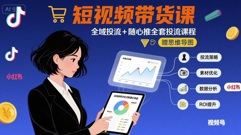 最新短视频带货课，全域投流+随心推全套投流课程+思维导图-中创网_专注互联网创业,项目资源整合-心诚资源网