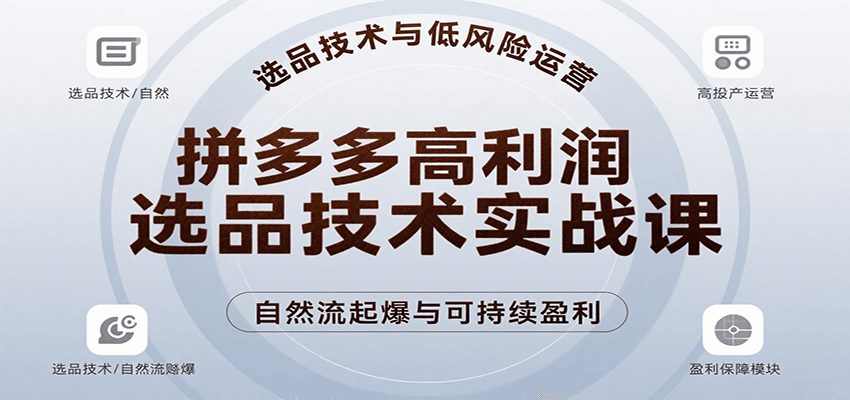 拼多多高利润选品技术实战课，手把手教学自然流高投产起爆，实现低风险可持续盈利-中创网_专注互联网创业,项目资源整合-心诚资源网
