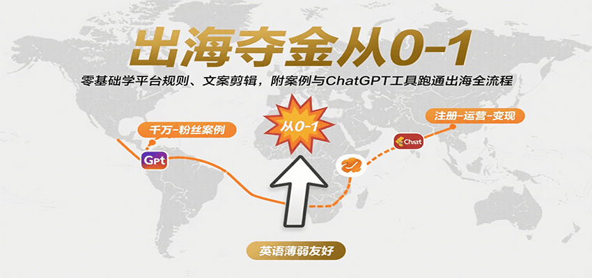 出海夺金从0-1：零基础学平台规则、文案剪辑，附案例与ChatGPT工具跑通出海全流程-中创网_专注互联网创业,项目资源整合-心诚资源网