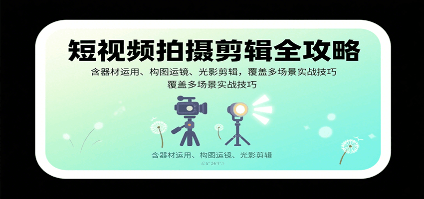 短视频拍摄剪辑全攻略：含器材运用、构图运镜、光影剪辑，覆盖多场景实战技巧-中创网_专注互联网创业,项目资源整合-心诚资源网
