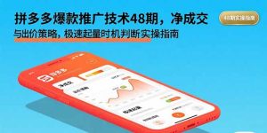 (15830期)拼多多爆款推广技术48期,净成交与出价策略,极速起量时机判断实操指南-中创网_专注互联网创业,项目资源整合-心诚资源网