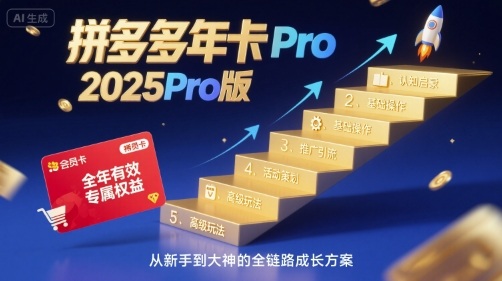 拼多多年卡2025Pro版，五大板块从认知到基础、从推广到活动、从活动到玩法-中创网_专注互联网创业,项目资源整合-心诚资源网