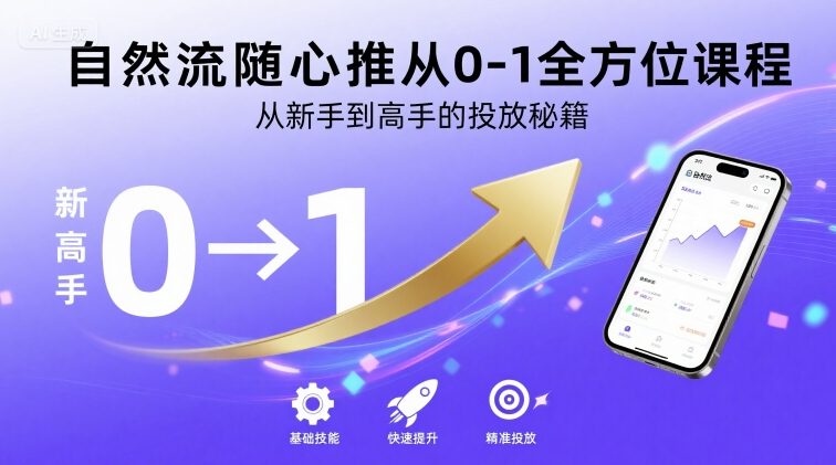 自然流随心推从0-1全方位课程，从新手到高手的投放秘籍-中创网_专注互联网创业,项目资源整合-心诚资源网