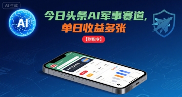 今日头条AI军事赛道，单日收益多张 ，手机可做【附指令】-中创网_专注互联网创业,项目资源整合-心诚资源网