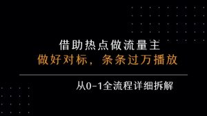 借力热点，乘顺风车玩流量主，条条过万播放， 每月收益5k+，从0-1全流程详细拆解-中创网_专注互联网创业,项目资源整合-心诚资源网