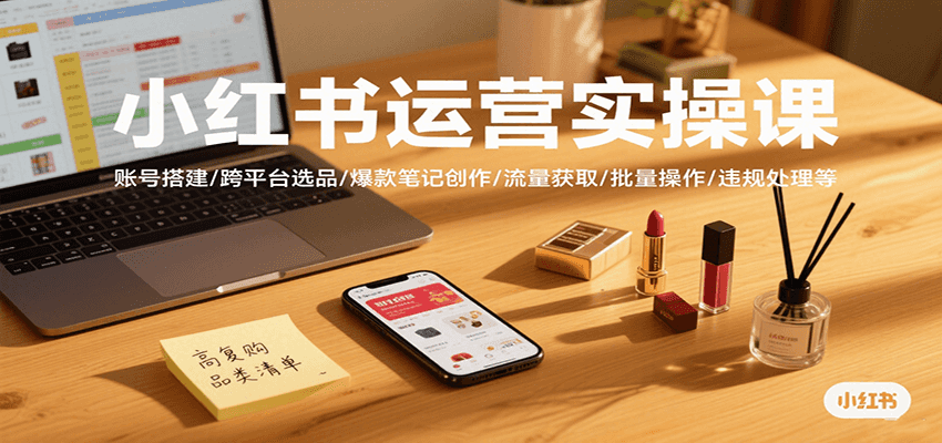 小红书运营实操课，账号搭建/跨平台选品/爆款笔记创作/流量获取/批量操作/违规处理等-中创网_专注互联网创业,项目资源整合-心诚资源网
