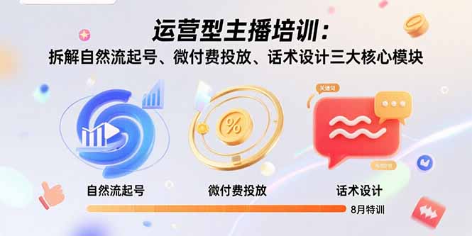 （15654期）运营型主播培训：拆解自然流起号、微付费投放、话术设计三大核心模块-8月-中创网_专注互联网创业,项目资源整合-心诚资源网
