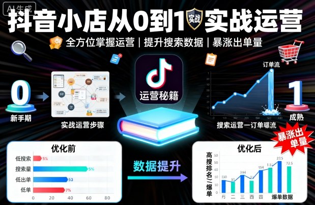抖音小店从0到1实战运营，帮你全方位掌握小店运营，提升搜索数据与出单量-中创网-专注创业项目分享_资源整合-心诚资源网
