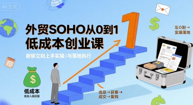 外贸SOHO从0到1低成本创业课，能够立刻上手实操与落地执行-中创网_专注互联网创业,项目资源整合-心诚资源网