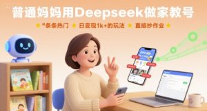 普通妈妈用Deepseek做家教号,条条热门,日变现1k+的玩法,直接抄作业-中创网_专注互联网创业,项目资源整合-心诚资源网