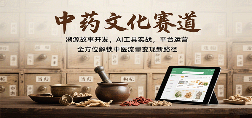 中药文化赛道：溯源故事开发，AI工具实战，平台运营，全方位解锁中医流量变现新路径-中创网_专注互联网创业,项目资源整合-心诚资源网
